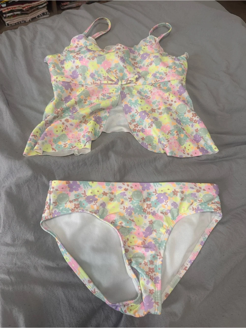 Justice Pastel Floral Tankini with Lavender, Mint, Yellow, Pink, and Cream